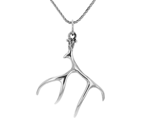 Mule Deer Antler Pendant Sterling Silver